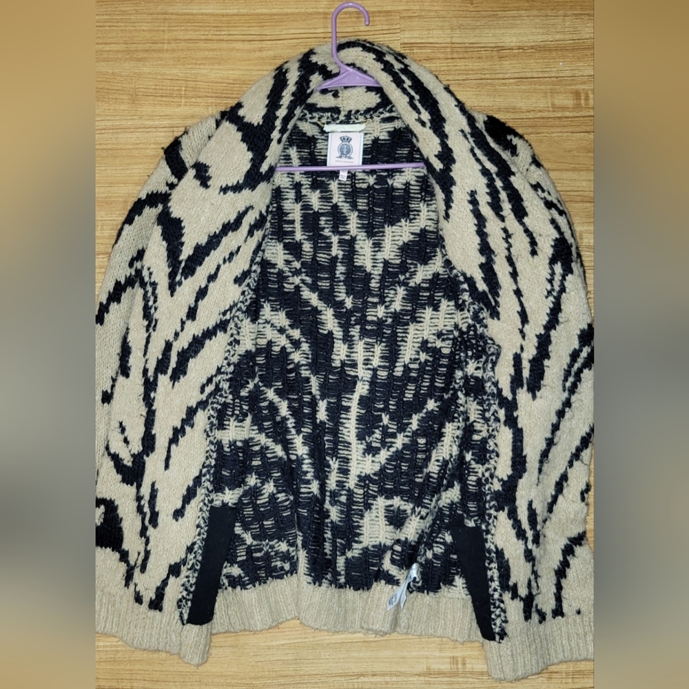 Juicy Couture Animal Print Striped Thick Wool Cardigan Sweater Size XS/S - Picture 6 of 6